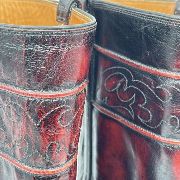 El Dorado Cowboy Boots Men's 9D Black Cherry Leather Western Stovepipe Vintage - Picture 15 of 16